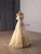 Yellow Tulle Sequins Off the Shoulder Prom Dress
