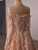 Orange Long Sleeve Sequins Flower Prom Dress