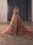 Orange Long Sleeve Sequins Flower Prom Dress
