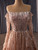 Orange Long Sleeve Sequins Flower Prom Dress