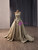 Yellow Green Satin One Shoulder Sequins Crystal Prom Dress