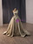 Yellow Green Satin One Shoulder Sequins Crystal Prom Dress