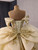 Champagne Tulle Sequins Appliques Prom Dress