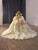 Champagne Tulle Sequins Appliques Prom Dress
