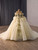 Champagne Tulle Sequins Appliques Prom Dress