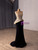 Black Mermaid Strapless Beading Prom Dress