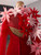 Red Mermaid Flower Split Prom Dress
