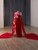 Red Mermaid Flower Split Prom Dress