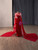 Red Mermaid Flower Split Prom Dress