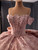 Pink Off the Shoulder Appliques Prom Dress