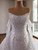White Mermaud Tulle Beading Long Sleeve Wedding Dress