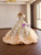 Champagne Tulle Straps Sequins Beading Prom Dress
