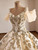 Champagne Tulle Straps Sequins Beading Prom Dress
