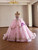 Pink Tulle Strapless Seuqins Prom Dress