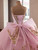 Pink Tulle Strapless Seuqins Prom Dress
