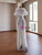 White Mermaid Sequins Pearls Wedding Dress