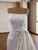 White Satin Strapless Pleats Beading Wedding Drss