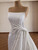 White Satin Strapless Pleats Beading Wedding Drss