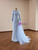 Light Blue Long Sleeve High Neck Beading Prom Dress