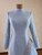 Light Blue Long Sleeve High Neck Beading Prom Dress