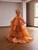 Orange Tulle Strapless Tiers Beading Prom Dress