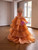 Orange Tulle Strapless Tiers Beading Prom Dress