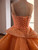 Orange Tulle Strapless Tiers Beading Prom Dress