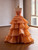 Orange Tulle Strapless Tiers Beading Prom Dress