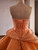 Orange Tulle Strapless Tiers Beading Prom Dress