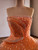 Orange Tulle Strapless Tiers Beading Prom Dress