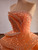 Orange Tulle Strapless Tiers Beading Prom Dress