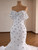 White Mermaid Tulle Beading Wedding Dress
