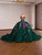 Green Tulle Sequins Appliques Long Sleeve Prom Dress