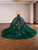 Green Tulle Sequins Appliques Long Sleeve Prom Dress