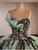 Green Tulle Strapless Sequins Appliques Prom Dress