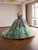 Green Tulle Strapless Sequins Appliques Prom Dress