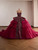 Burgundy Tulle Sequins Strapless Tiers Prom Dress