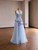 Light Blue Tulle Pleats Beading Prom Dress