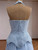 Light Blue Tulle Pleats Beading Prom Dress