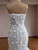 White Mermaid Tulle Sequins Flower Wedding Dress