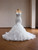 White Mermaid Tulle Sequins Flower Wedding Dress