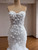White Mermaid Tulle Sequins Flower Wedding Dress