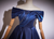 Navy Blue Satin Beading Homecoming Dress