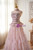 Pink Tulle Sequins Strapless Beading Prom Dress