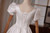 White Satin Puff Sleeve Sequins Wedding Dress