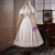 White Satin Puff Sleeve Sequins Wedding Dress