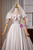 White Satin Puff Sleeve Sequins Wedding Dress