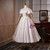 White Satin Puff Sleeve Beading Wedding Dress