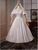 White Satin Puff Sleeve Beading Wedding Dress