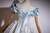 Light Blue Print Off the Shoulder Quinceanera Dress